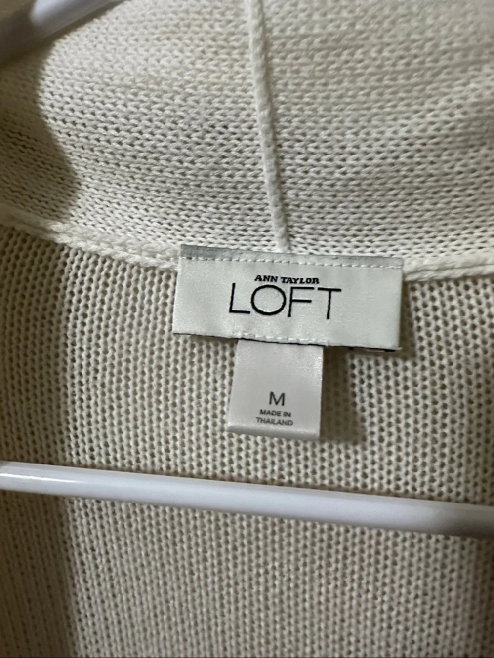 LOFT Cream Open-Front Lightweight Cardigan Sweater M - Picture 2 of 5